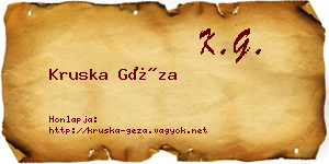 Kruska Géza névjegykártya